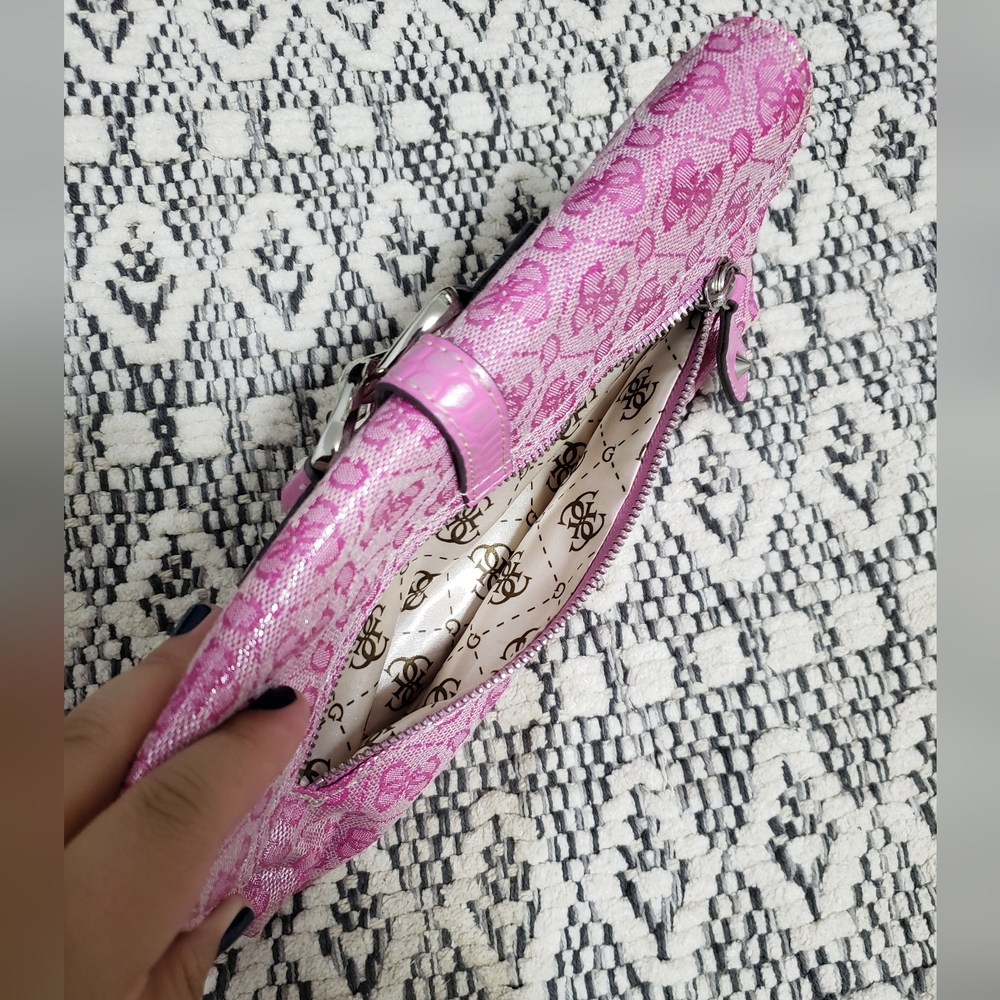 GUESS Pink Monogram Clutch - Picture 3 of 10